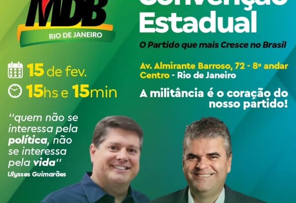Começou o ano pós-cinzas com Convenção do MDB-RJ elegendo Pampolha vice-presidente e PP fazendo ato com Marcelo Queiroz pré-candidato a Prefeito