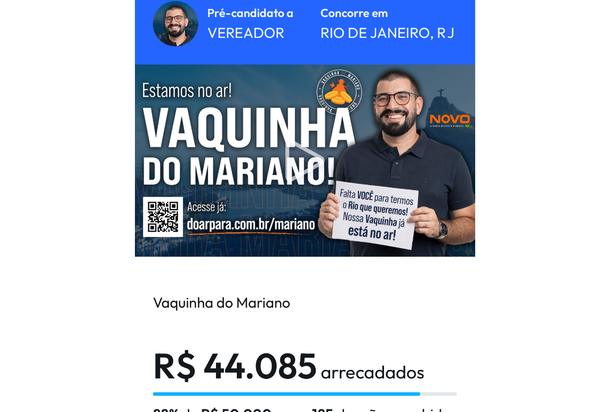 Procurador Mariano tem a segunda maior vaquinha eleitoral do Brasil com quase R$ 45 mil arrecadados