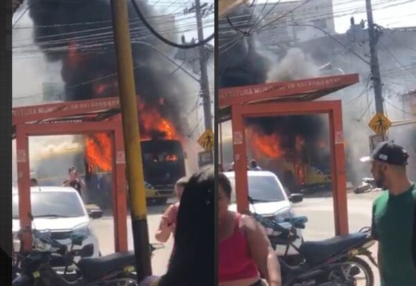 Criminosos incendiaram ônibus e bloquearam vias em Belford Roxo em represália a uma operação policial no Complexo do Chapadão