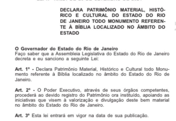 Monumentos à Bíblia tornam-se Patrimônio Material, Histórico e Cultural do Rio de Janeiro
