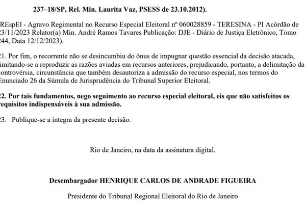 INELEGIBILIDADE CONFIRMADA PELO TRE-RJ: Rodrigo Amorim tem recurso negado pelo TRE-RJ e permanece inelegível até 2032
