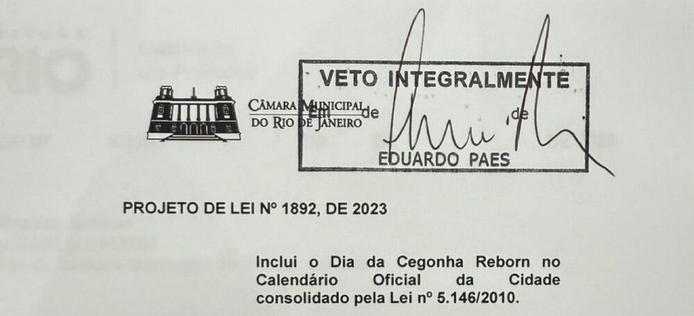 'Não dá' Eduardo Paes veta inclusão do Dia da Cegonha Reborn no calendário carioca