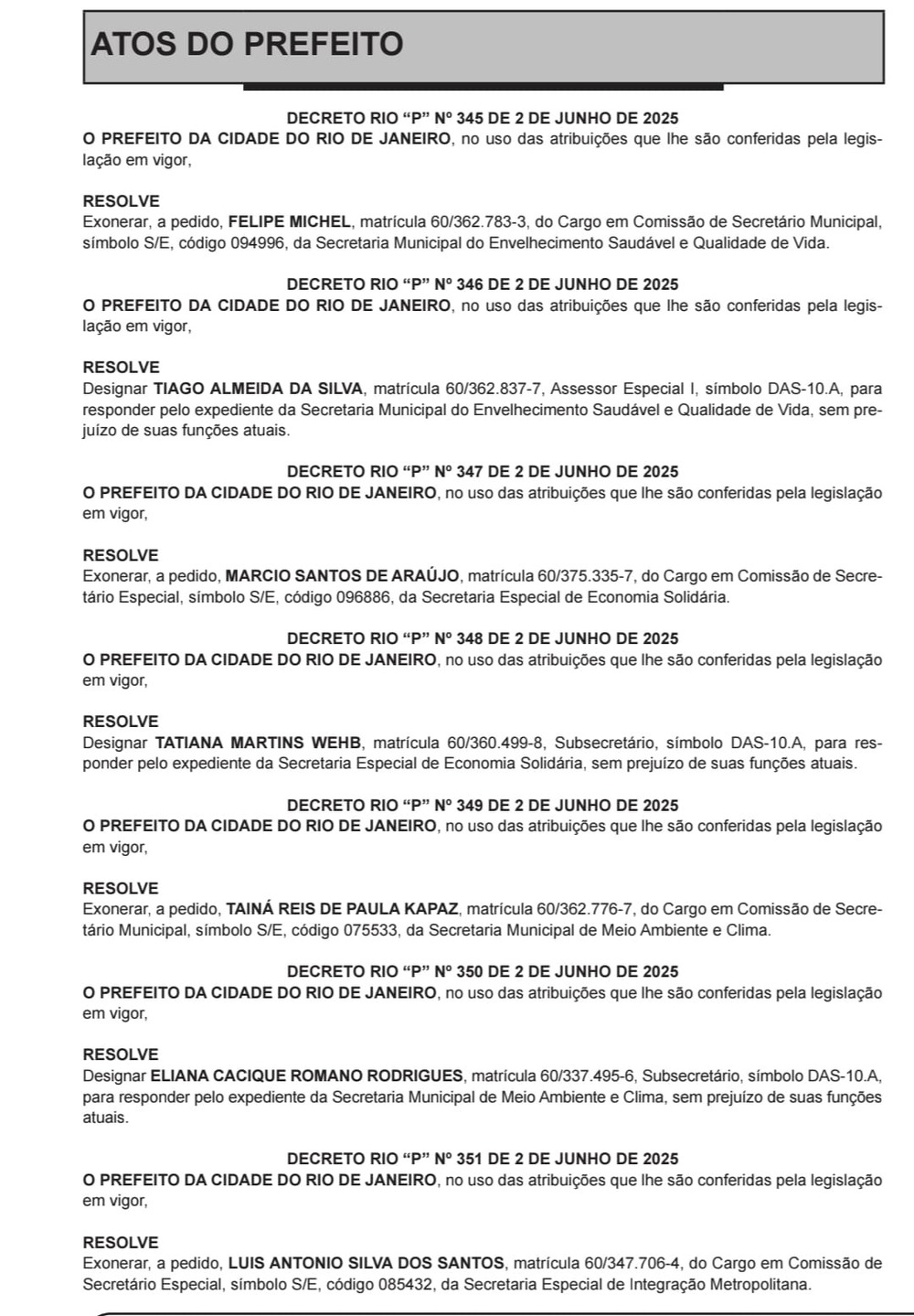 Paes aprendeu a lição e exonera secretários para reforçar base na votação do projeto da Guarda Municipal