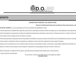 Prefeito Eduardo Paes decreta luto oficial pela morte de Bira Presidente, ícone do carnaval carioca