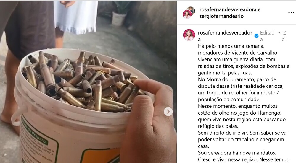 Vereadora Rosa Fernandes denuncia guerra urbana que aterroriza Vicente de Carvalho há uma semana