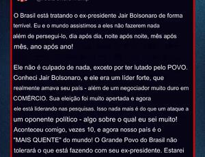 'Deixem Bolsonaro em paz', disse Trump em ameaça direta ao STF