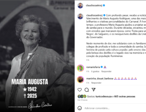 Governador Castro lamenta morte de Maria Augusta Rodrigues, ícone que projetou Carnaval para o mundo