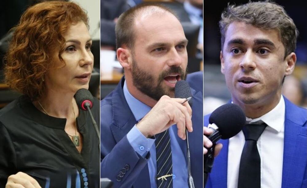 Três deputados do PL, super enrolados com a Justiça: Carla Zambelli, Eduardo Bolsonaro e Nikolas Ferreira