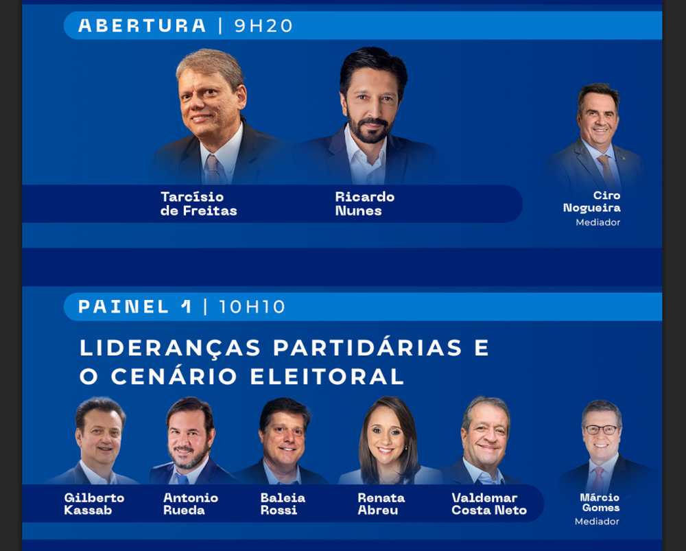 Esfera Brasil reúne Michel Temer, Gilmar Mendes, Tarcísio de Freitas, Roberto Campos Neto, André Esteves, Alexandre Silveira e Gilberto Kassab em seminário em São Paulo