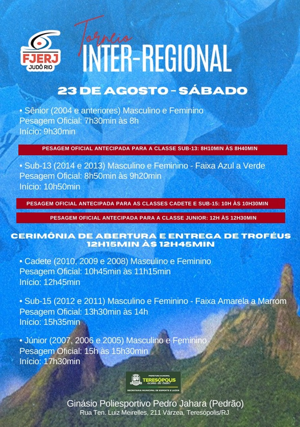 Judô Rio chega a Teresópolis com o Torneio Inter-Regional