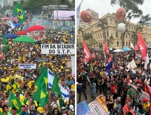 Centro do Rio recebe ato antifascista enquanto Copacabana pede anistia a Bolsonaro