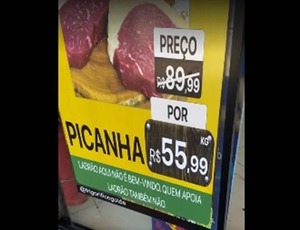 Frigorifico de Goiânia (GO) troca frase após decisão judicial 'Petista aqui não é bem-vindo' por 'Ladrão aqui não é bem-vindo. Quem apoia ladrão também não'