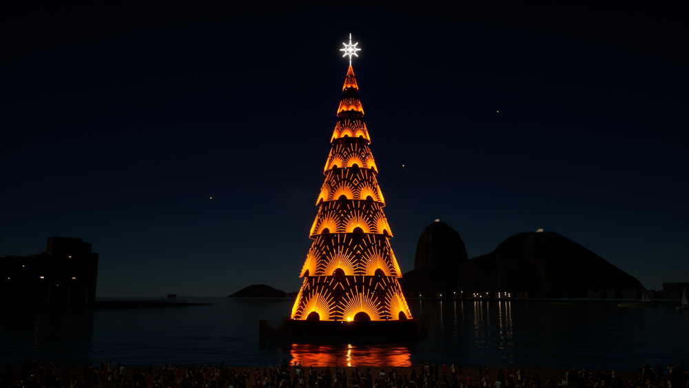 Dia 30 de novembro  - Inauguração do Natal do Rio  na Enseada de Botafogo - Show da Orquestra do Samba com Pretinho da Serrinha e participação especial de Belo e Rachell Luz