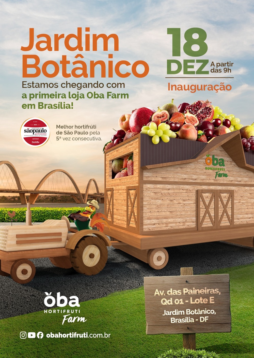 Oba Hortifruti inova em Brasília e inaugura primeira loja Farm, gerando 104 empregos no DF
