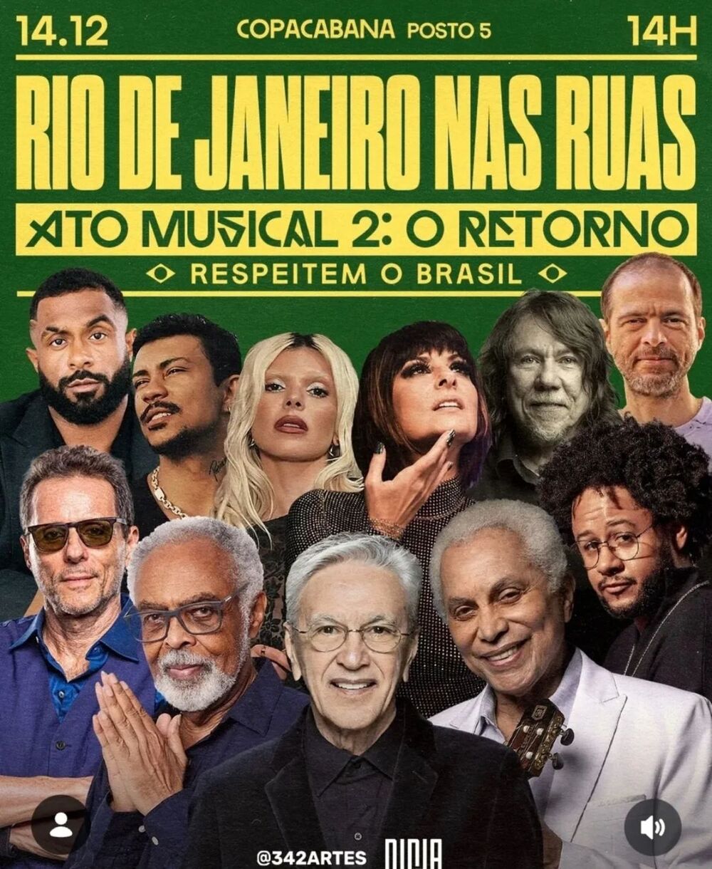 Rio de Janeiro recebe neste sábado o ‘Ato Musical 2: O Retorno’ em Copacabana