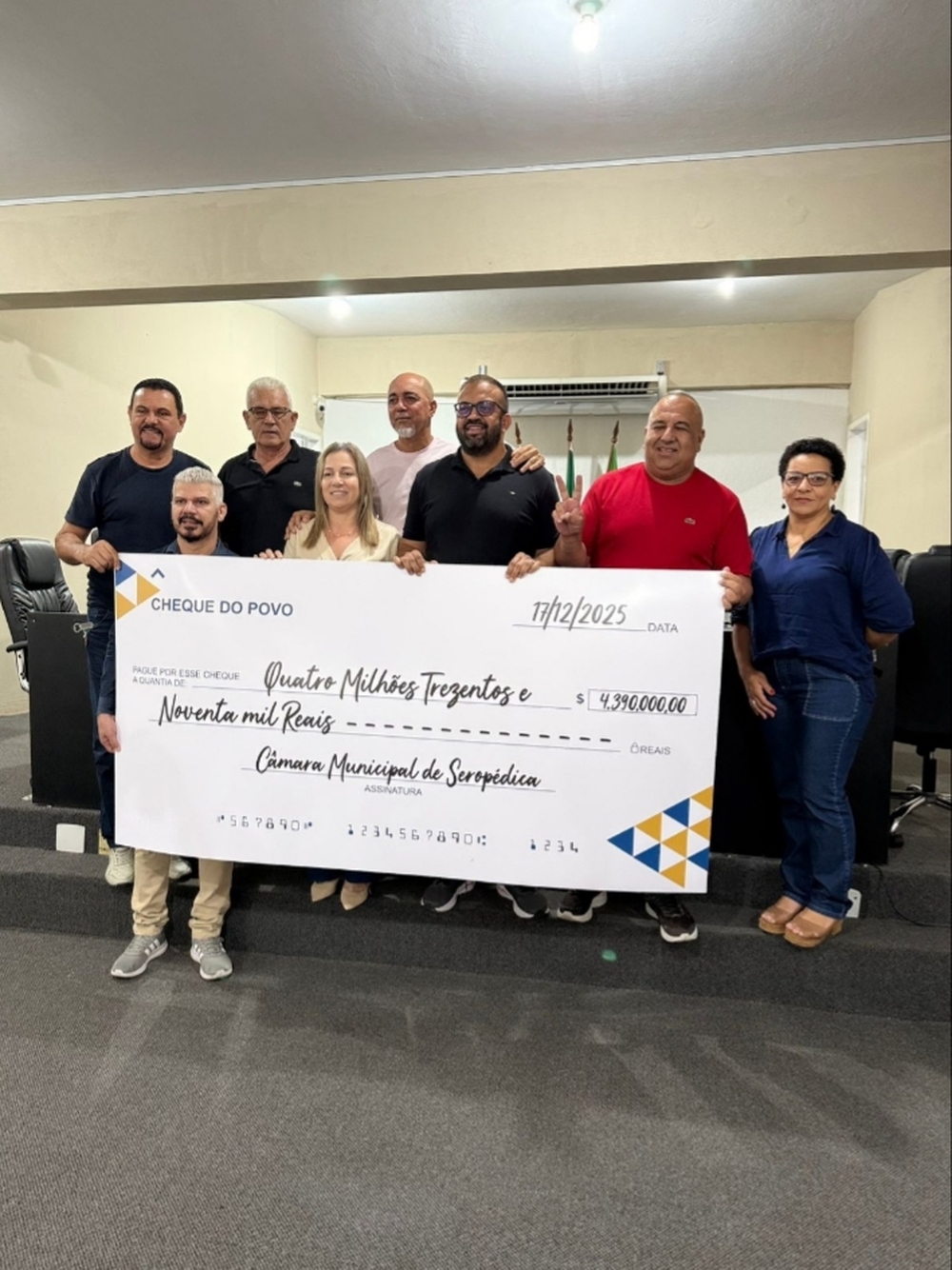 CÂMARA MUNICIPAL DE SEROPÉDICA DEVOLVE 4,3 MILHÕES PARA PREFEITURA 