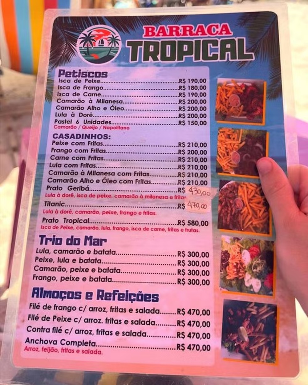Com refeições por quase R$ 500, barraca é autuada em praia de Búzios por preços abusivos