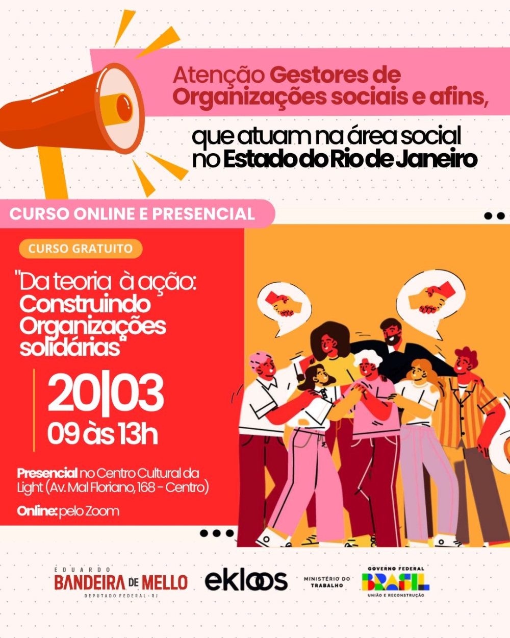 Curso do Instituto Ekloos capacita organizações sociais no RJ com apoio de emenda do deputado Eduardo Bandeira de Mello