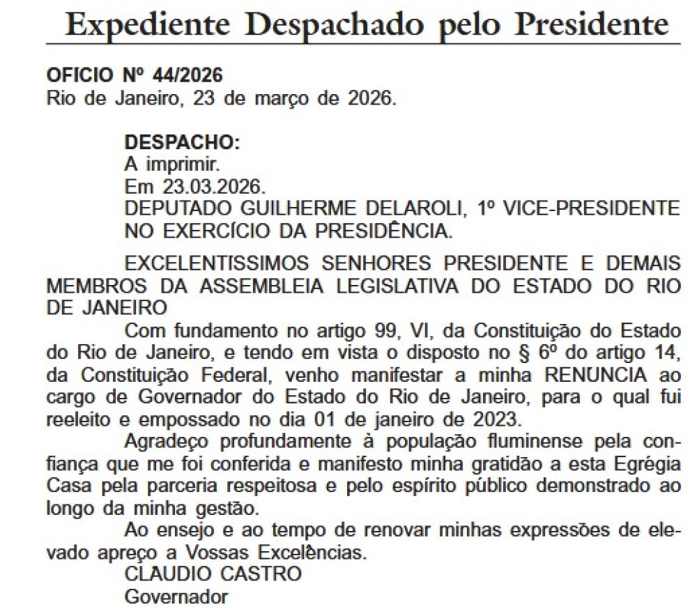 Justiça Eleitoral e sua justiça tardia e vergonhosa:  Castro renuncia antes da cassação