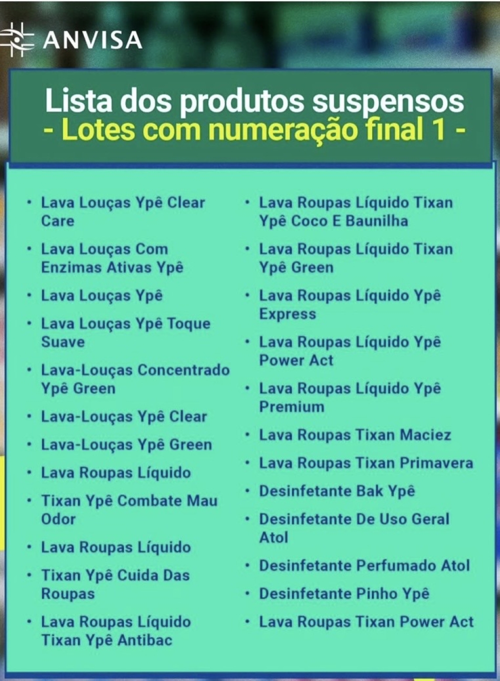 Secretaria municipal de saúde de Niterói alerta população sobre recolhimento de produtos da marca Ypê