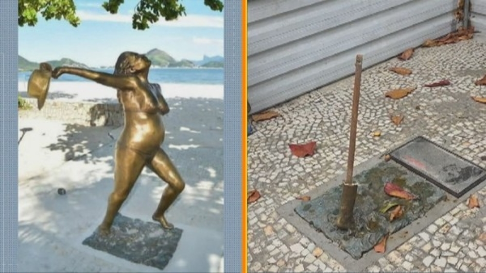 Estátua em homenagem a Leila Diniz é furtada menos de 10 dias após instalação na orla de Niterói