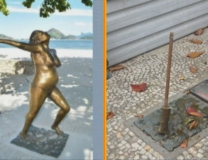 Estátua em homenagem a Leila Diniz é furtada menos de 10 dias após instalação na orla de Niterói