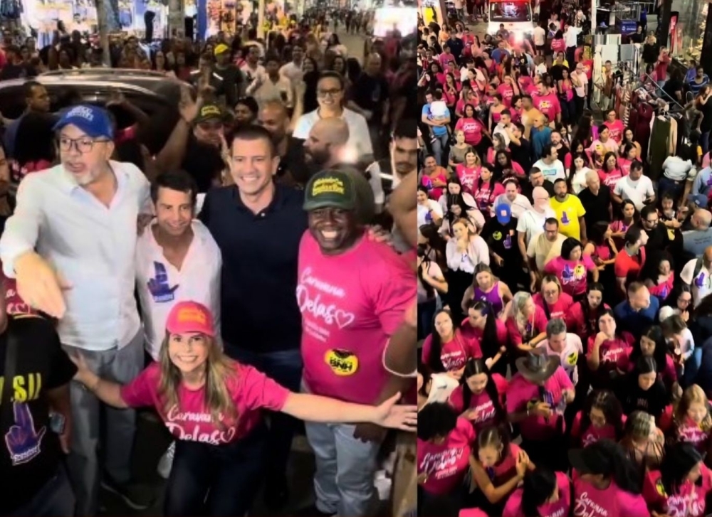 Avalanche Rosa em Nova Iguaçu, Dr. Luizinho caminha com Douglas Ruas e Canella no calçadão e deixa frase no ar ” aqui a gente não anda sozinho”