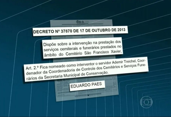 Interventor nomeado por Eduardo Paes foi condenado a 12 anos por propina em cemitérios