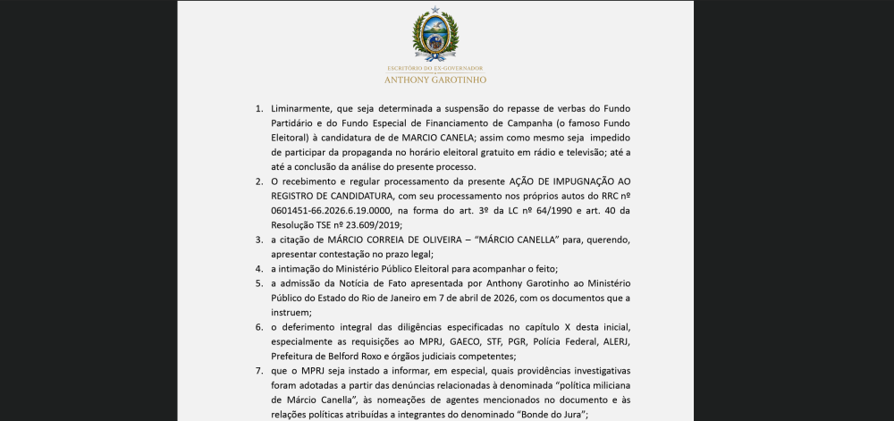 Advogado de Garotinho volta ao ataque — Travancas entra com ações para impugnar candidaturas de Canella e Rueda.