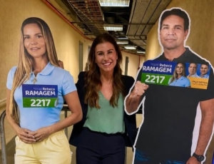 PL leva ‘Ramagens de papelão’ a ato de Flávio Bolsonaro e Douglas Ruas no Maracanãzinho