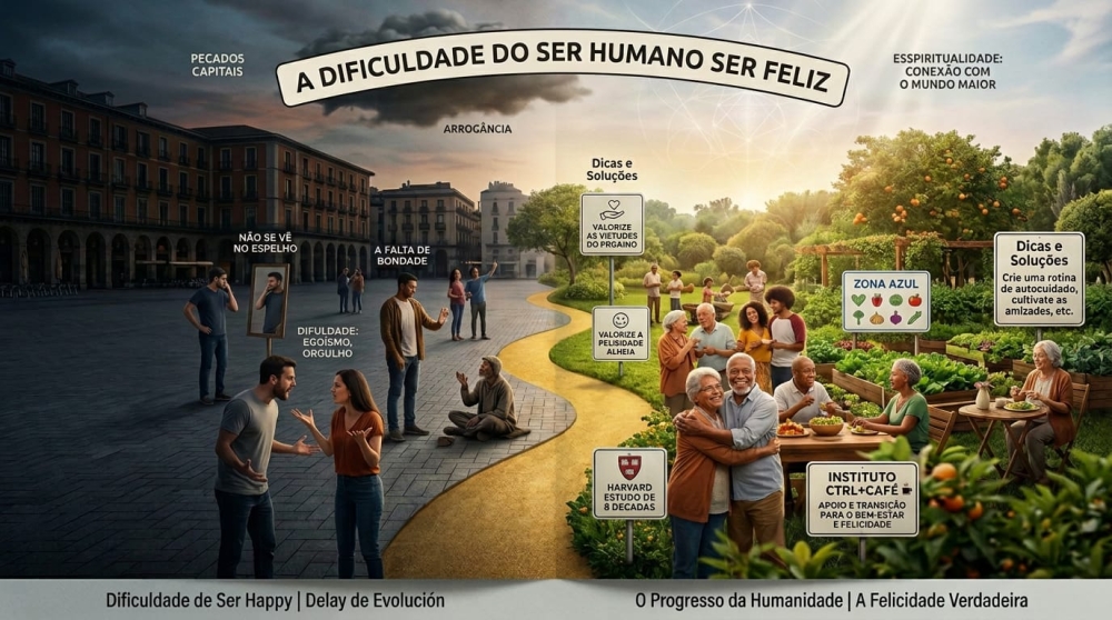 A DIFICULDADE DO SER HUMANO SER FELIZ
