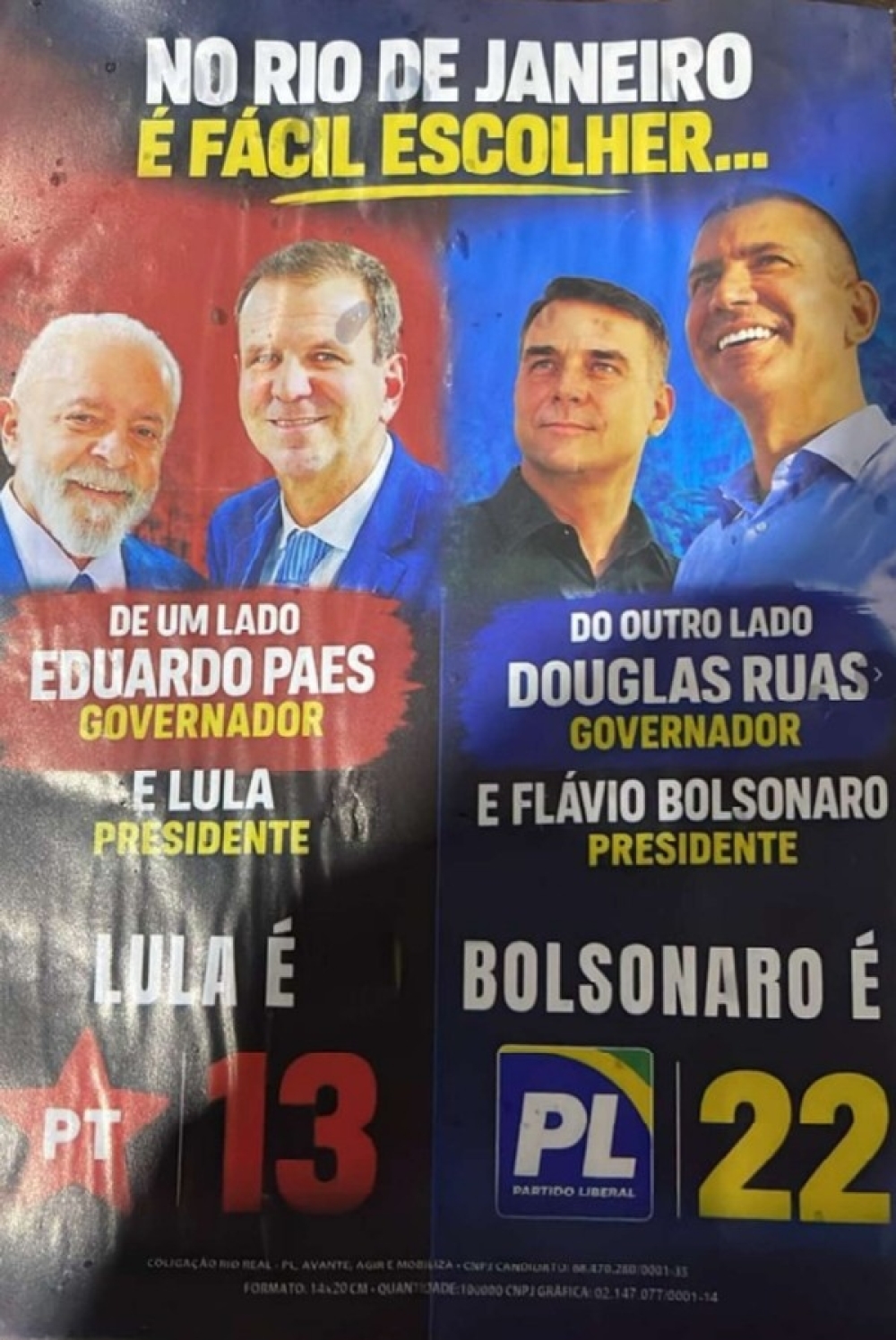 Coligação de Paes pede busca e apreensão em gráfica que imprimiu panfletos com fotos de candidato e números 22 e 13