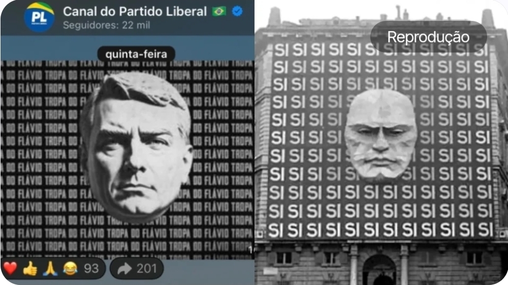 PL apaga propaganda de Flávio Bolsonaro semelhante à de Mussolini
