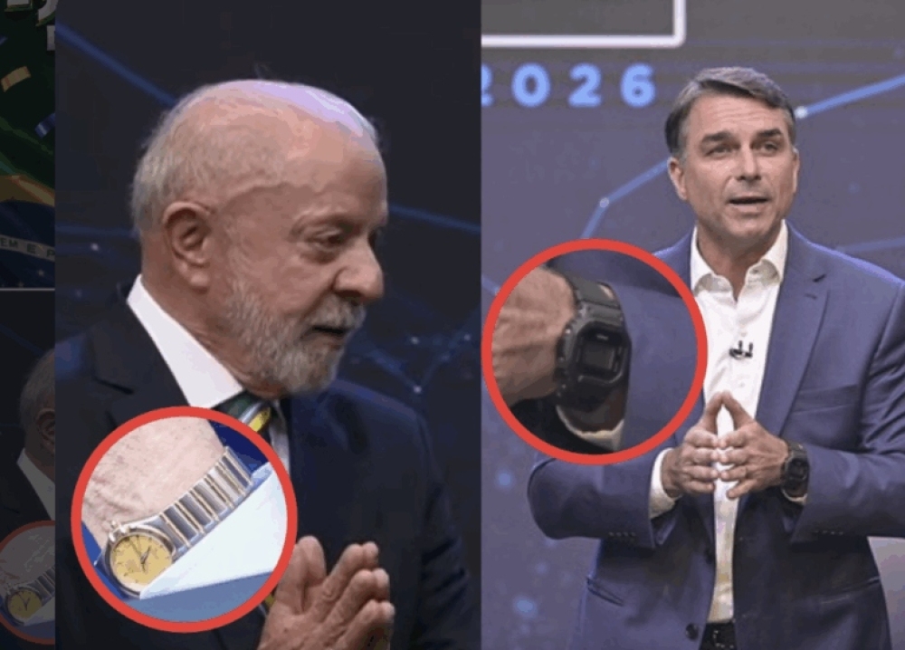 No debate, Lula usa relógio de R$ 42 mil, e Flávio, de R$ 449