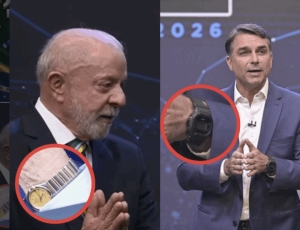 No debate, Lula usa relógio de R$ 42 mil, e Flávio, de R$ 449