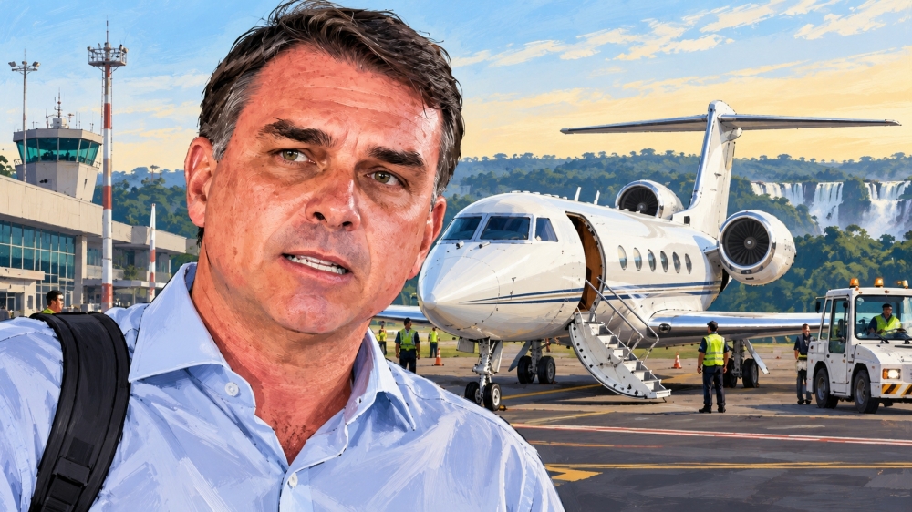 Segundo portal argentino, Flávio Bolsonaro teria cruzado a fronteira com a Argentina para embarcar em jato privado rumo aos Estados Unidos após ordem de Moraes que o proíbe de deixar o Brasil
