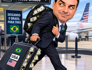 Flávio Bolsonaro deixa o Brasil e segue de avião para os Estados Unidos