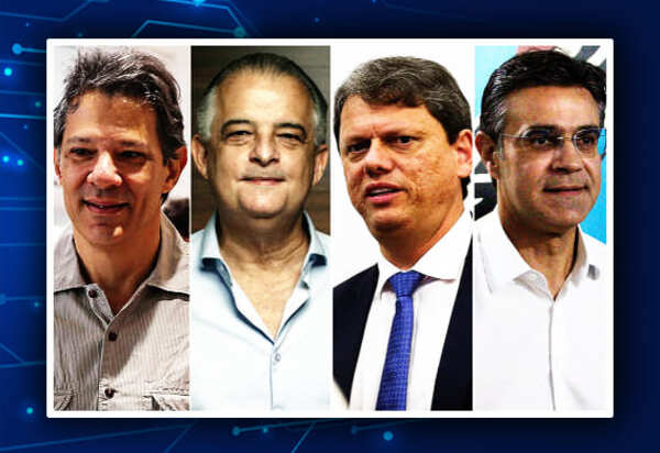 Datafolha: Em SP, Haddad lidera com 29%, Márcio França tem 20%, Tarcísio 10% e Rodrigo Garcia 6%